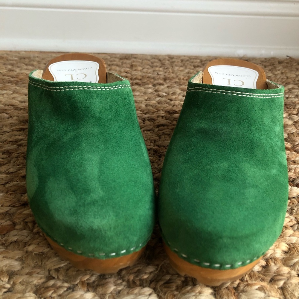 Clogsland Green Suede Classic Wooden Clog. Size 38 - Picture 7 of 12